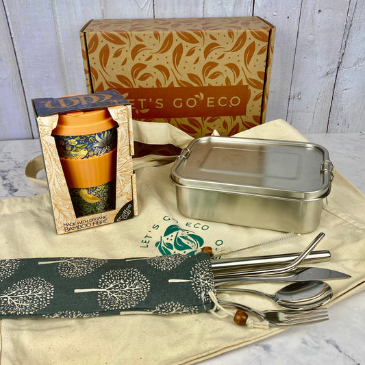 Gift Box "Green on the Go" - Travel Mug, Bento Box, Travel Cutlery, Tote Bag